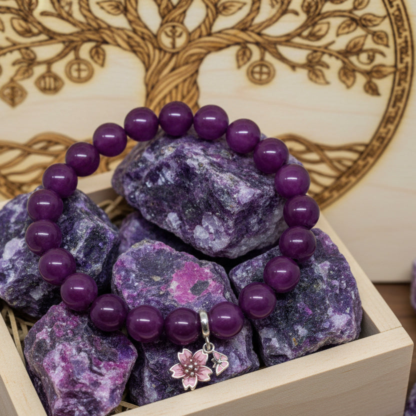 Pink Sugilite Stone bracelet for peace and healing