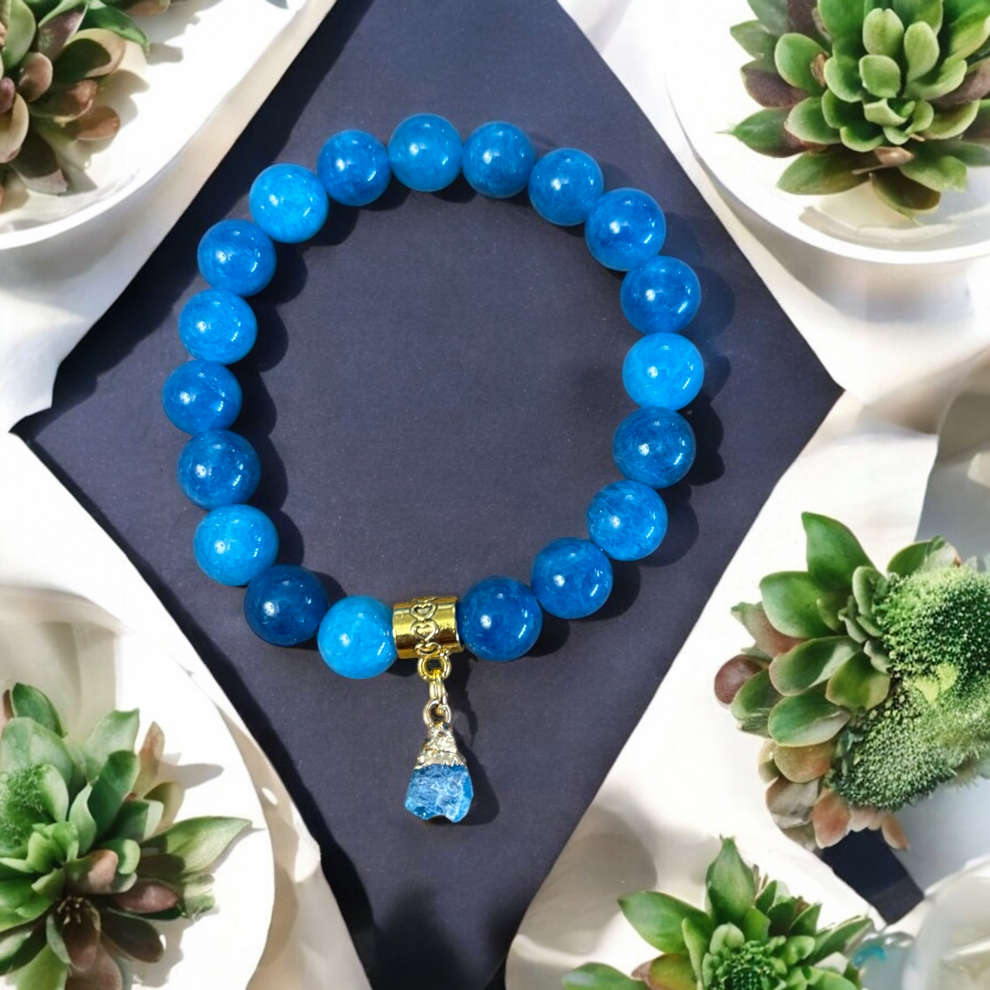 Bracelet - Apatite & Raw Apatite Charm