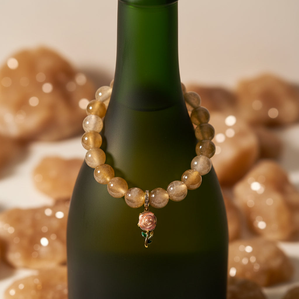 Champagne White Cracked Agate bracelet for awareness and tranquillity