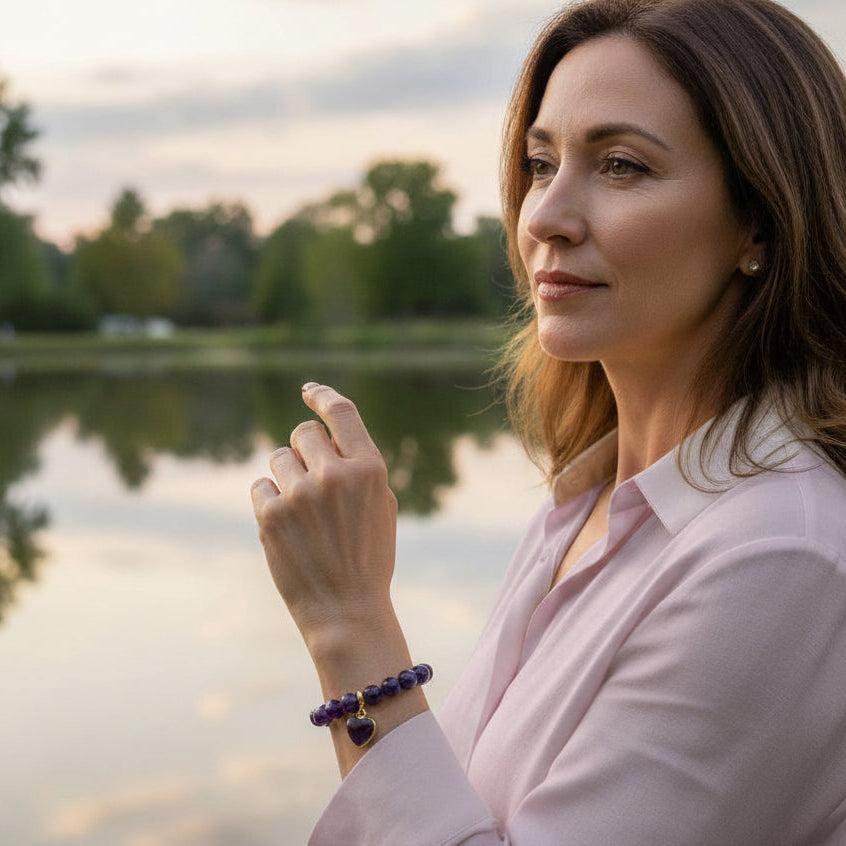 Amethyst Stone bracelet for calming and connectedness