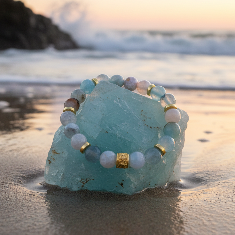Aquamarine stone bracelet for growth and purification