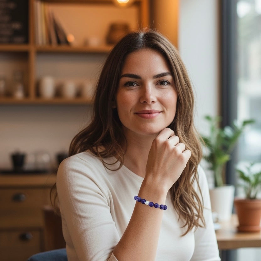 Bracelet - Charoite and Stirling Silver flower charm