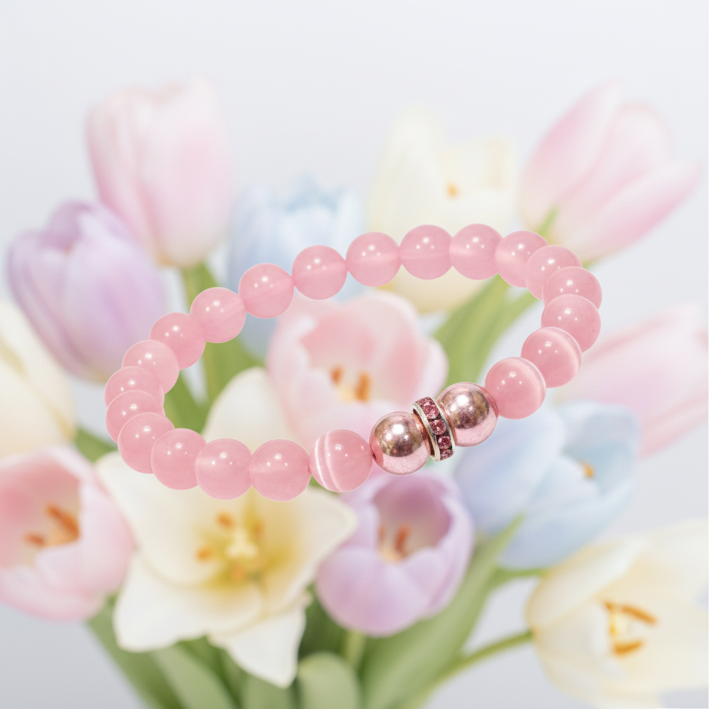 Pink Cat's Eye Stone bracelet for creativity and stability