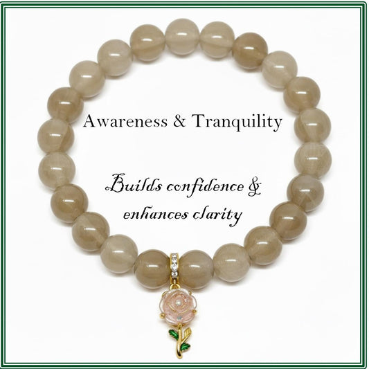 Champagne White Cracked Agate bracelet for awareness and tranquillity