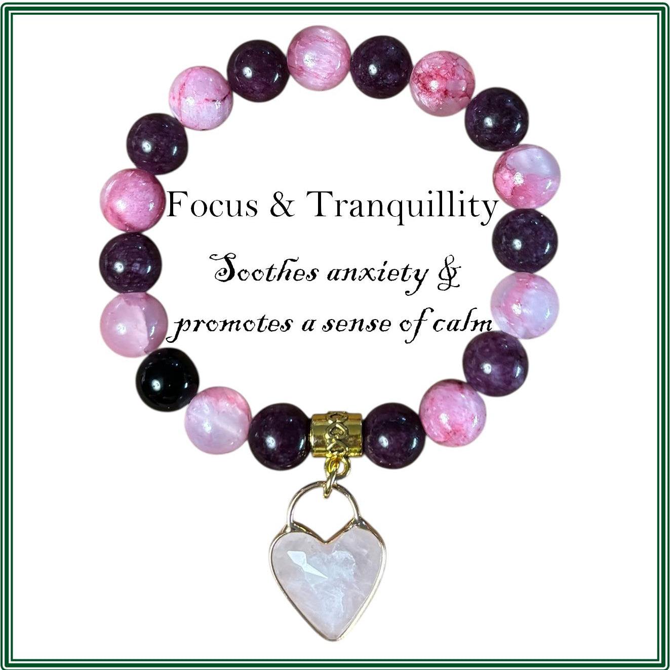 Red Persian Agate and Lepidolite Stone bracelet for focus and tranquillity