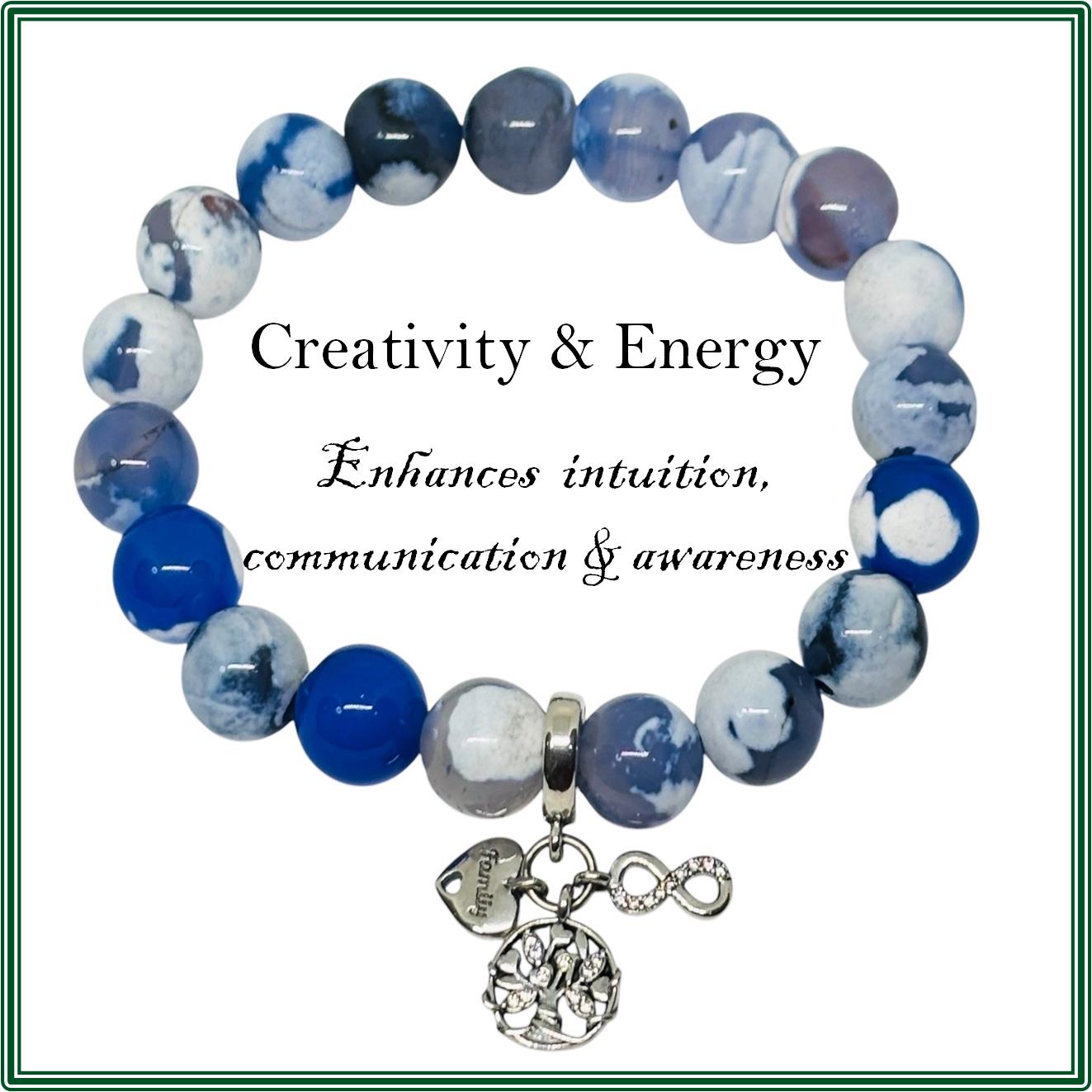 Blue Fire Agate Stone Bracelet for creativity and energy