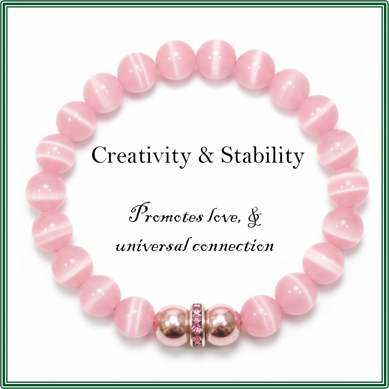 Pink Cat's Eye Stone bracelet for creativity and stability