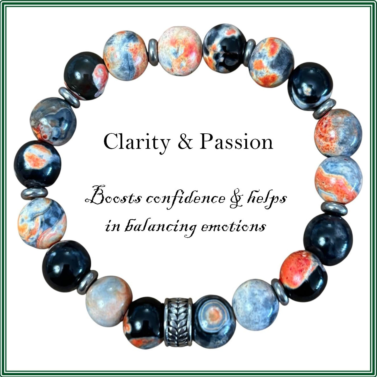Orange Flame Agate Stone bracelet for clarity and passion