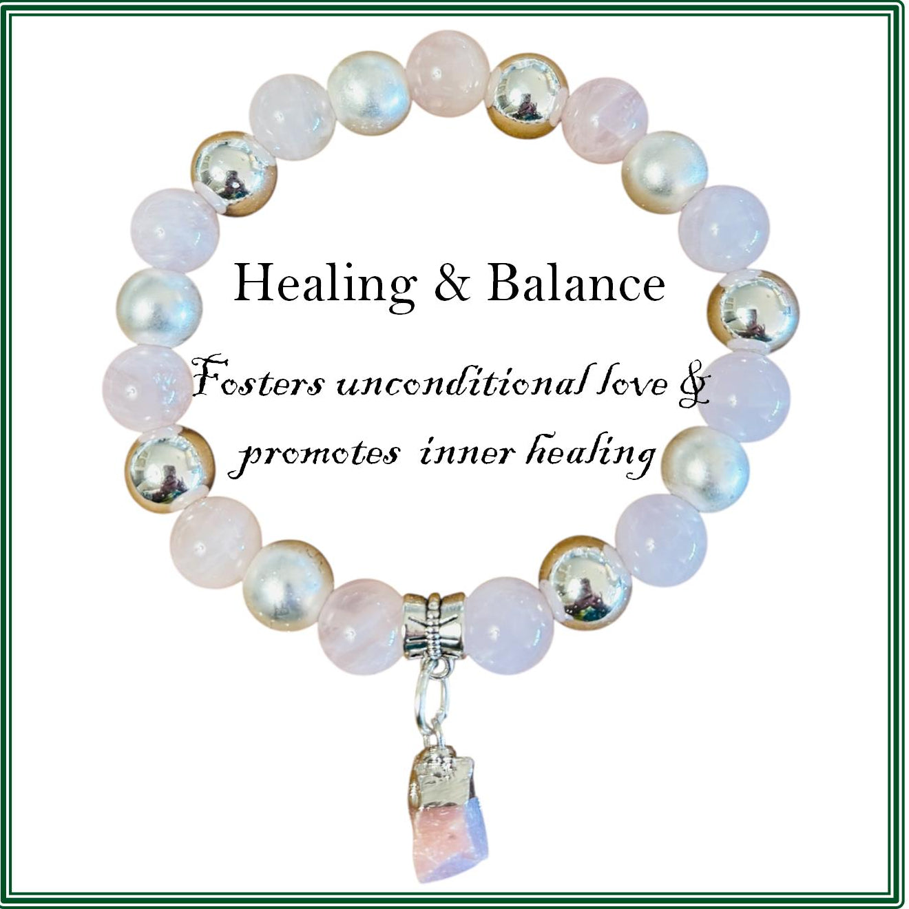 Rose Quartz and Silver Pearlescent treated Hematite with a Raw Pink Opal bracelet for healing and balance