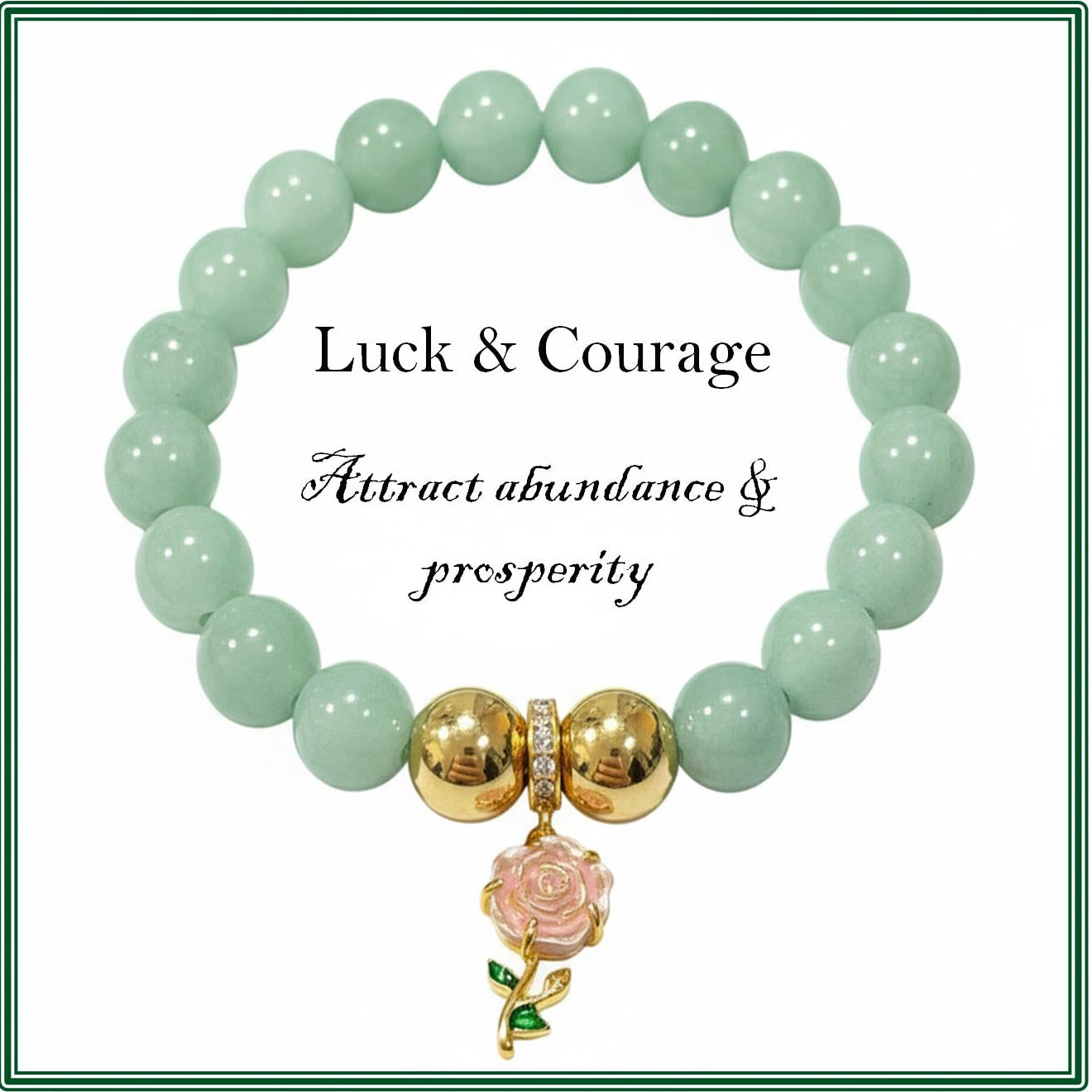 Green Jade and Gold Hematite Stone bracelet for luck and courage