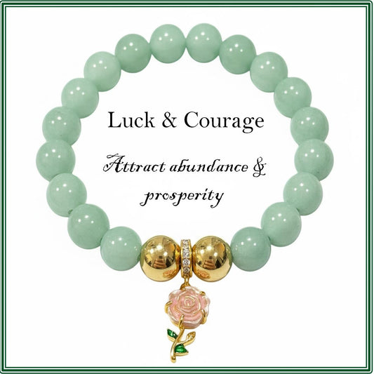 Green Jade and Gold Hematite Stone bracelet for luck and courage