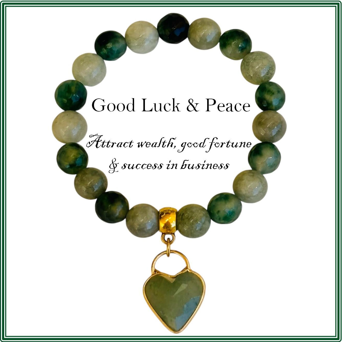 Blue Green Chalcedony & Green Jade bracelet for Goodluck and peace