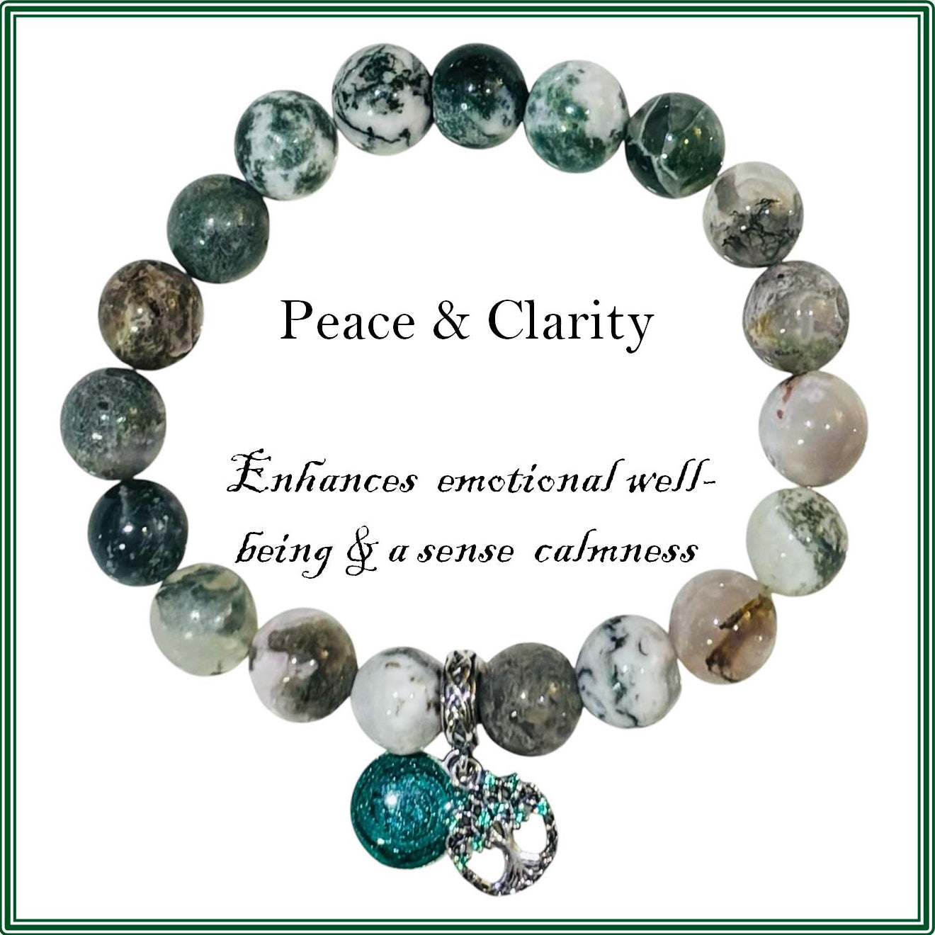 Green Tree Agate Stone bracelet for peace and clarity