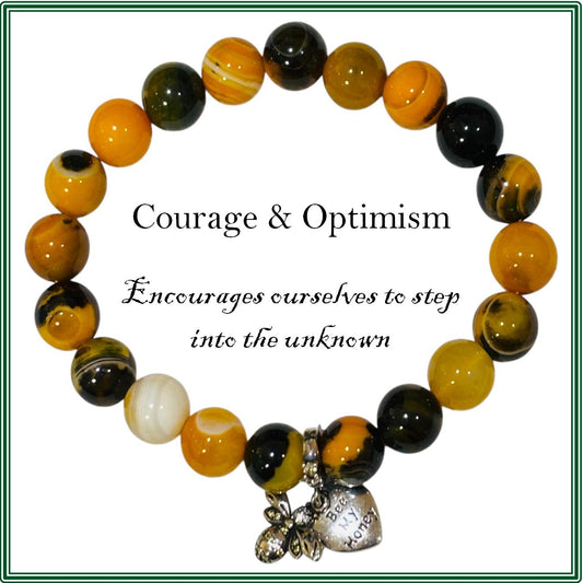 Bumblebee Jasper Bracelet and Stirling Silver Bumblebee charm