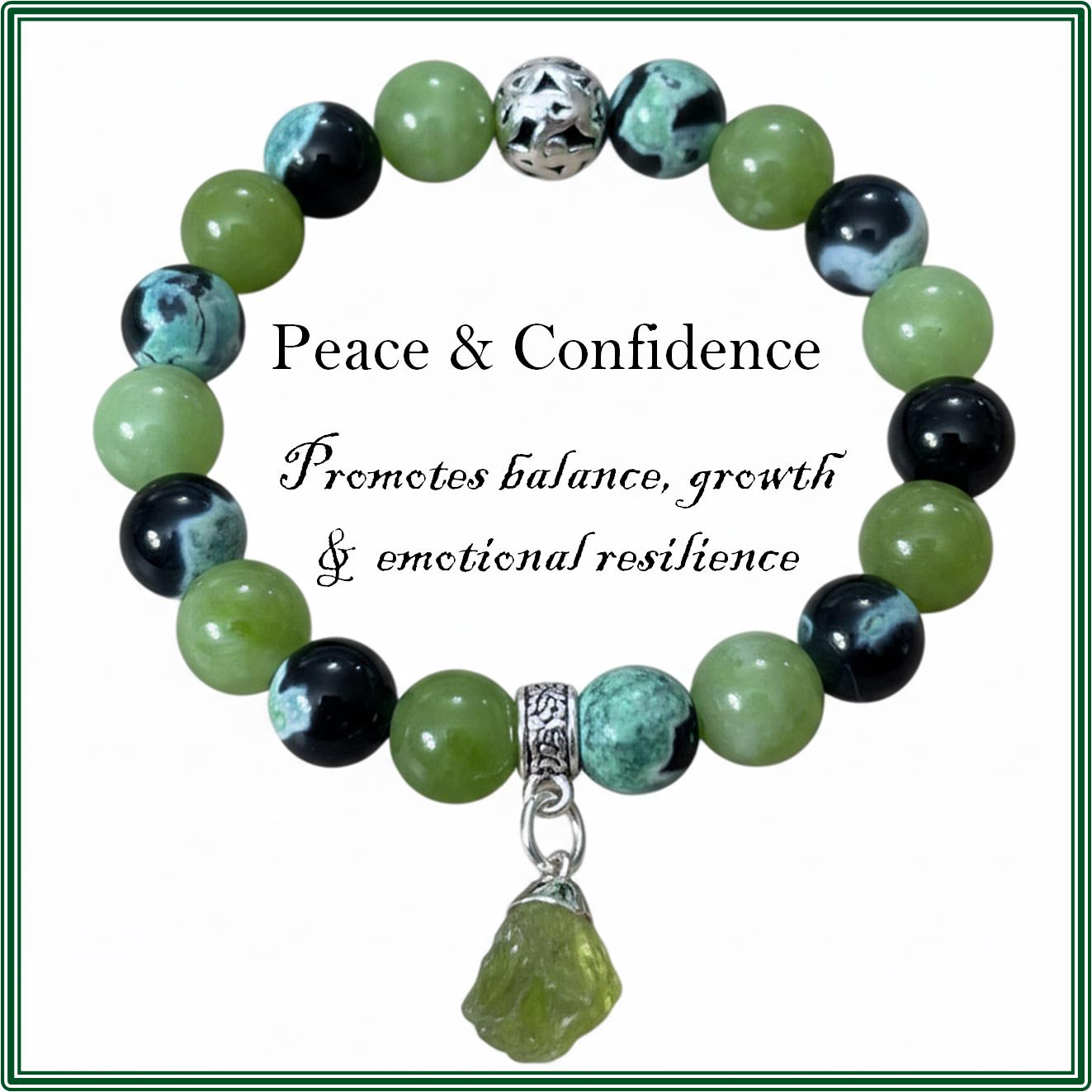 Peridot & Green Dream Agate stone bracelet for confidence and peace