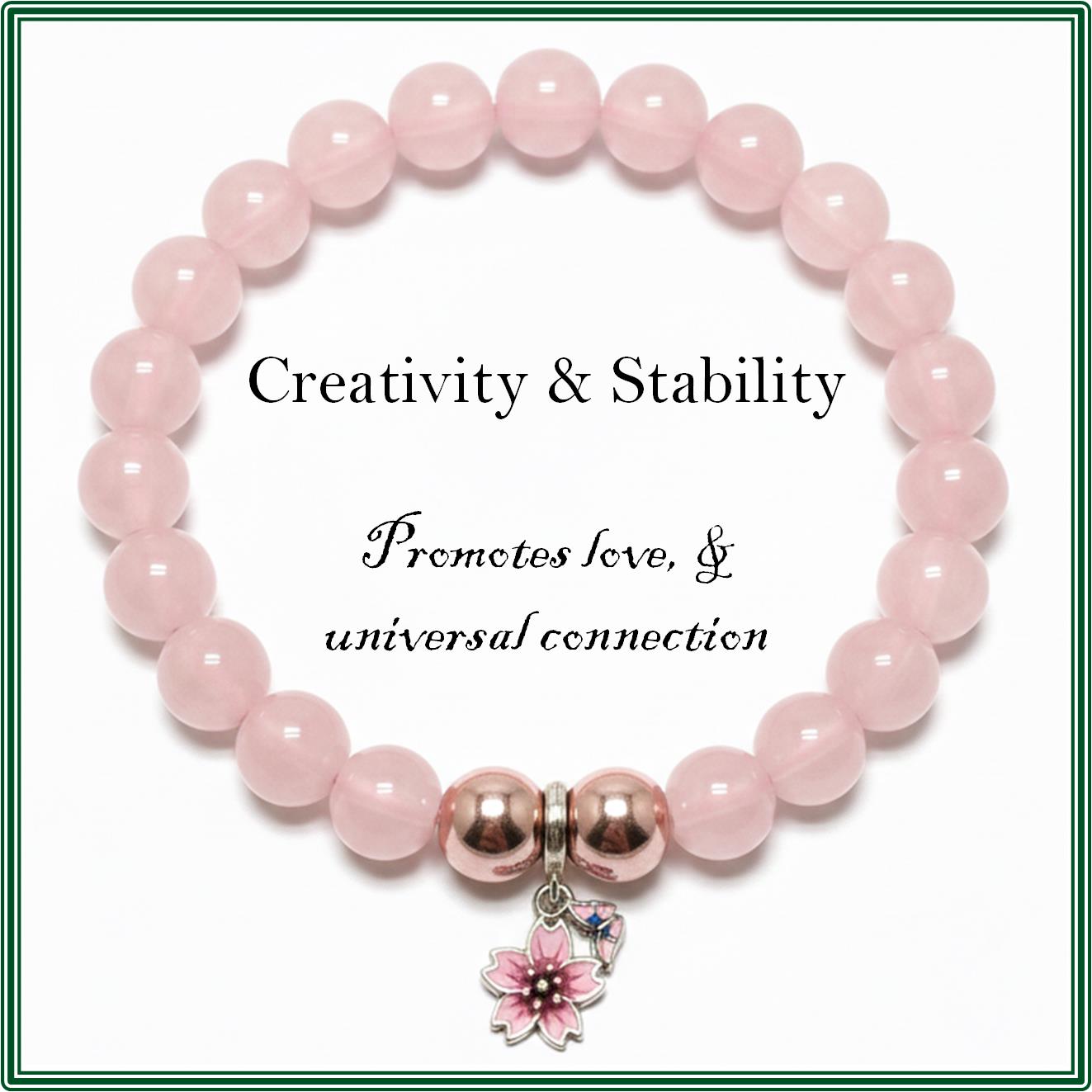 Pink Cat's Eye stone bracelet of stability and creativity