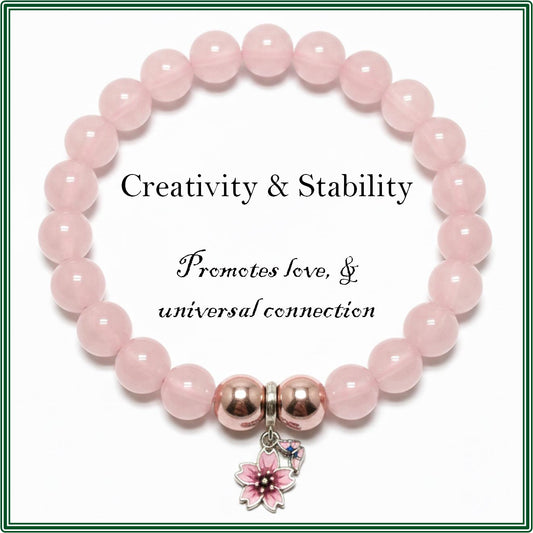 Pink Cat's Eye stone bracelet of stability and creativity