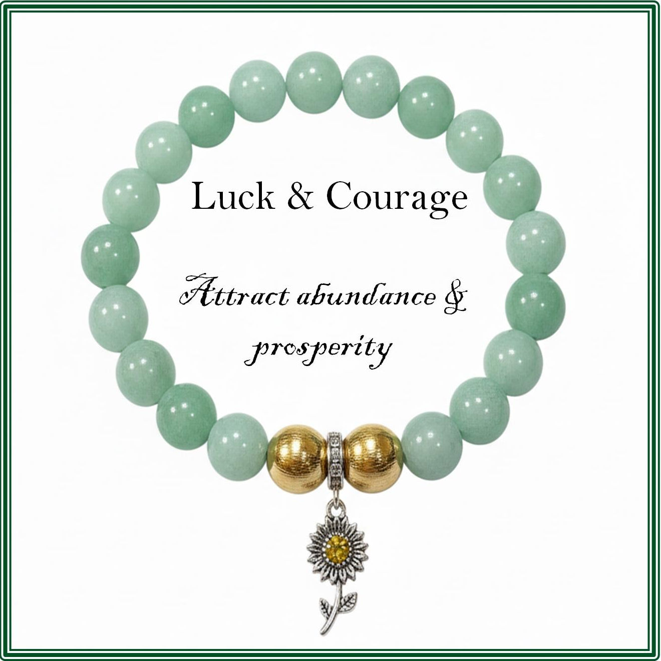 Green Jade and Gold Hematite bracelet for courage and luck