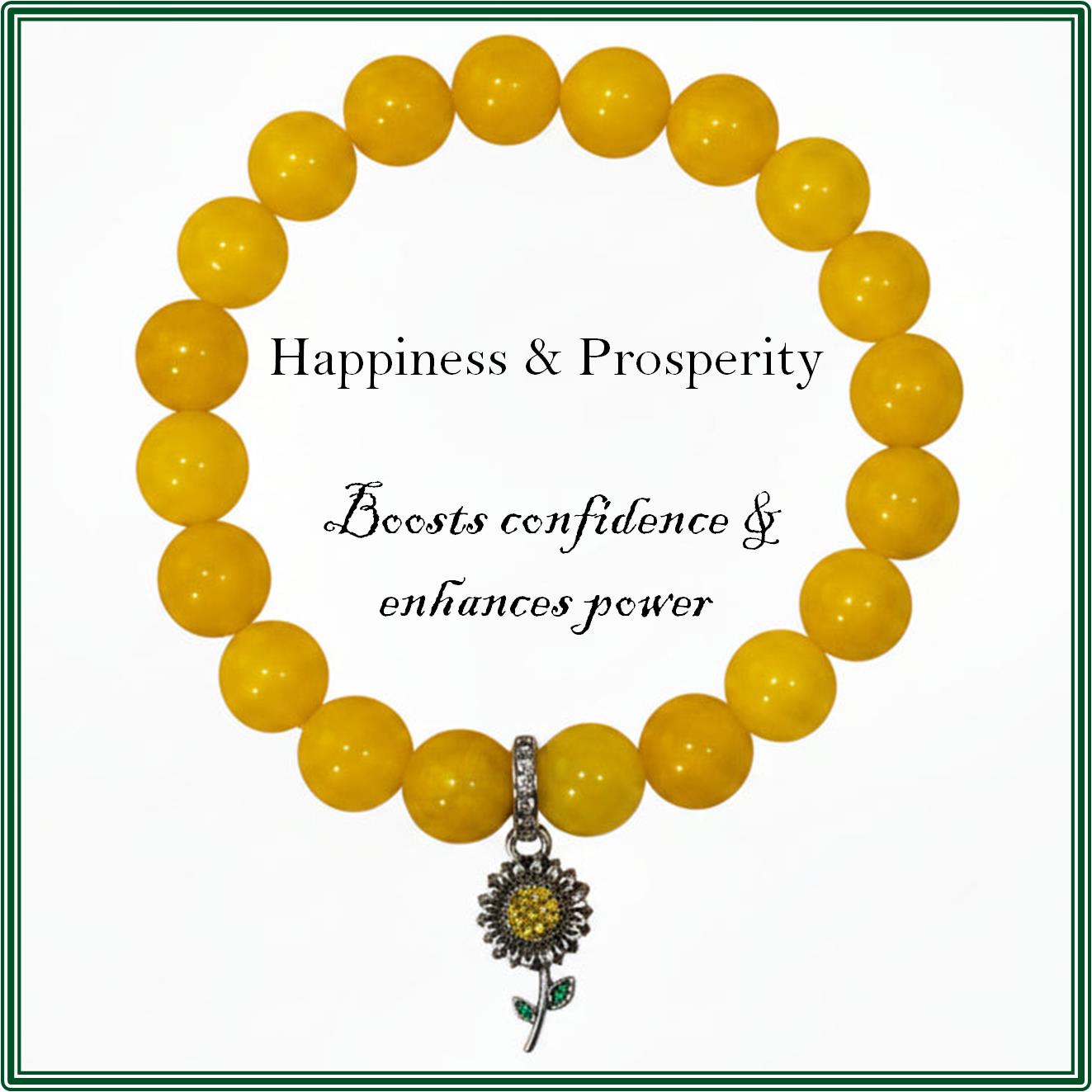 Yellow Jade Stone bracelet for happiness and prosperity