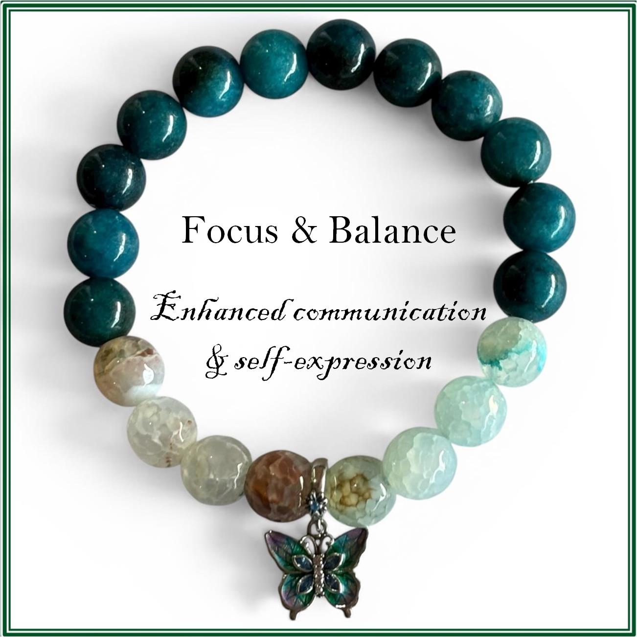 Apatite and Aquamarine Bracelet for balance and focus