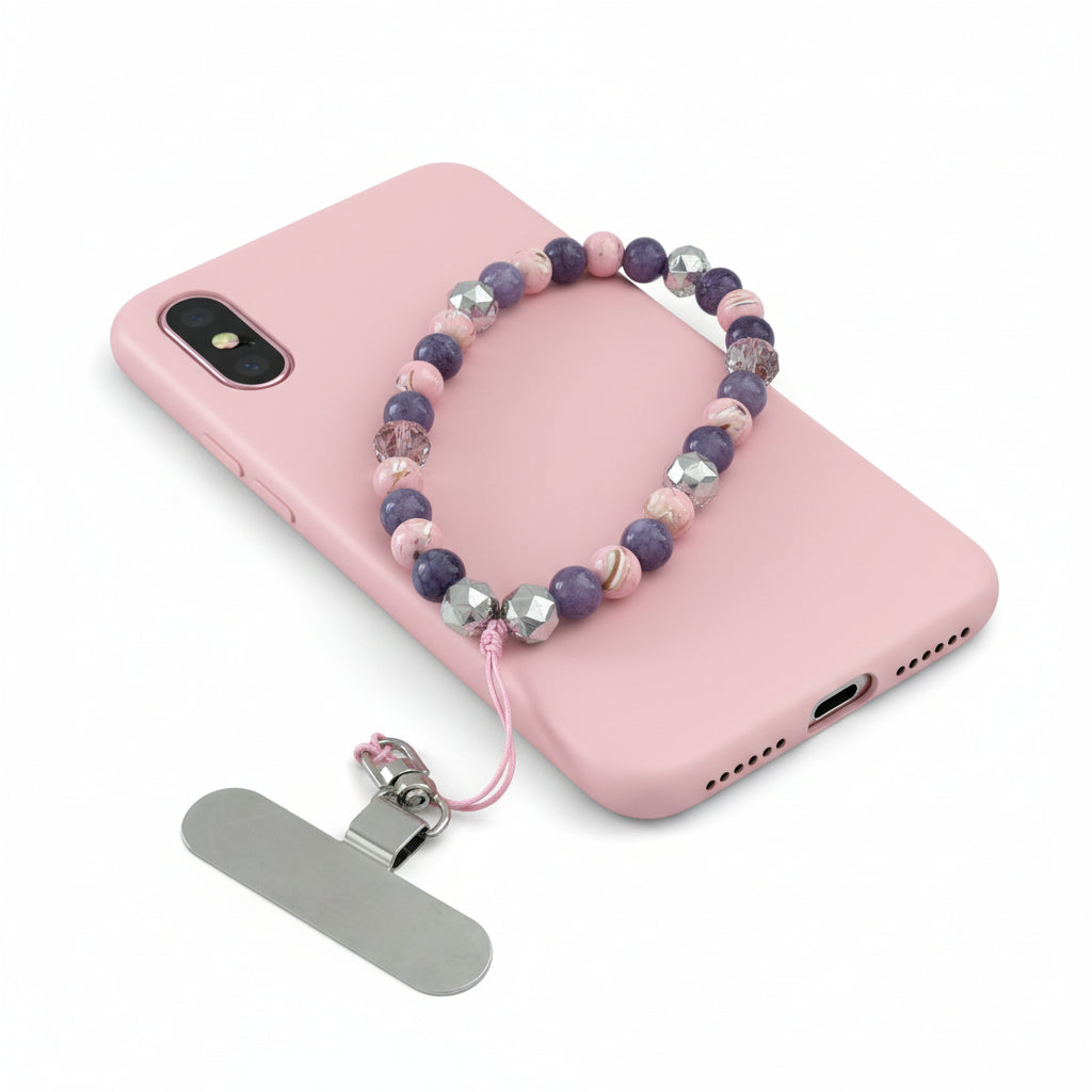 Phone Strap - Lavender Angelite & Pink Howlite