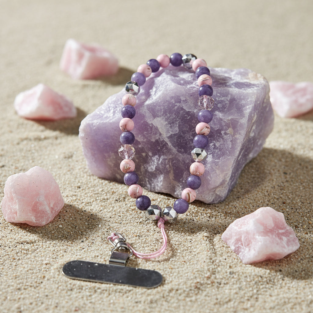 Phone Strap - Lavender Angelite & Pink Howlite