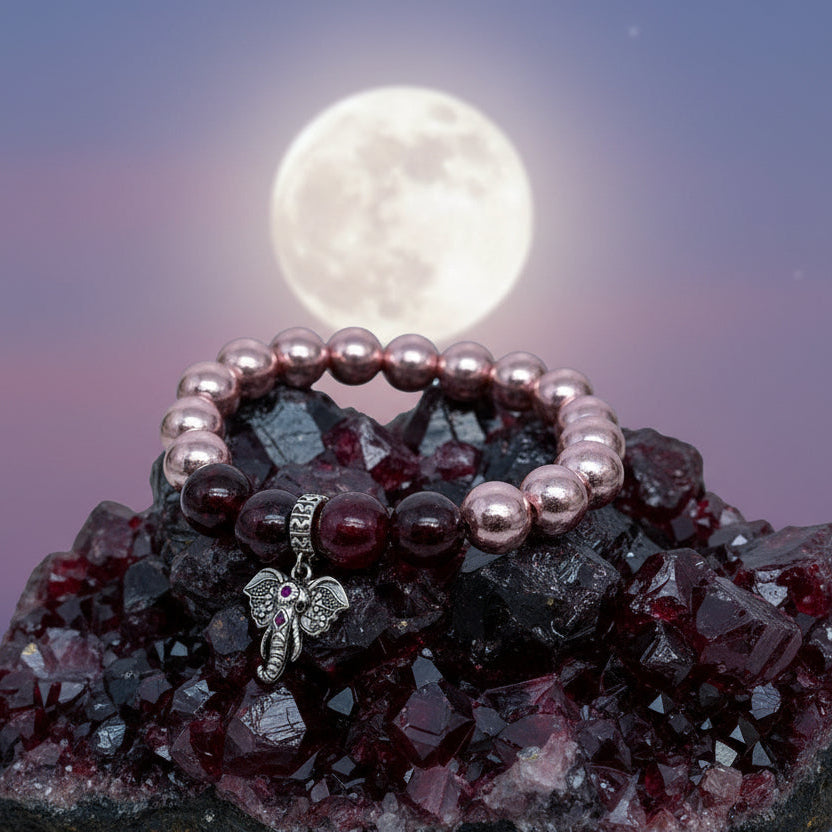 Hematite and Garnet Stone bracelet of balance and love