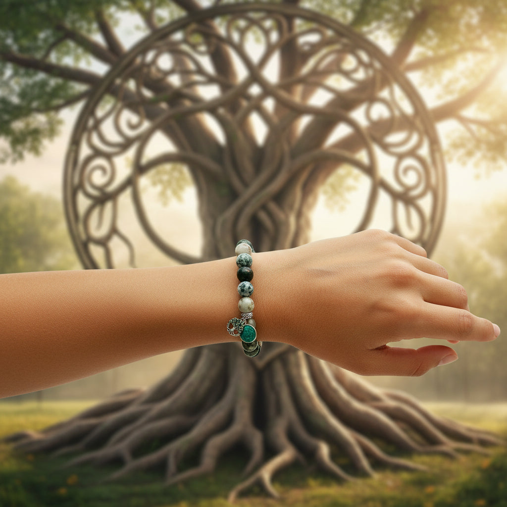 Green Tree Agate Stone bracelet for peace and clarity