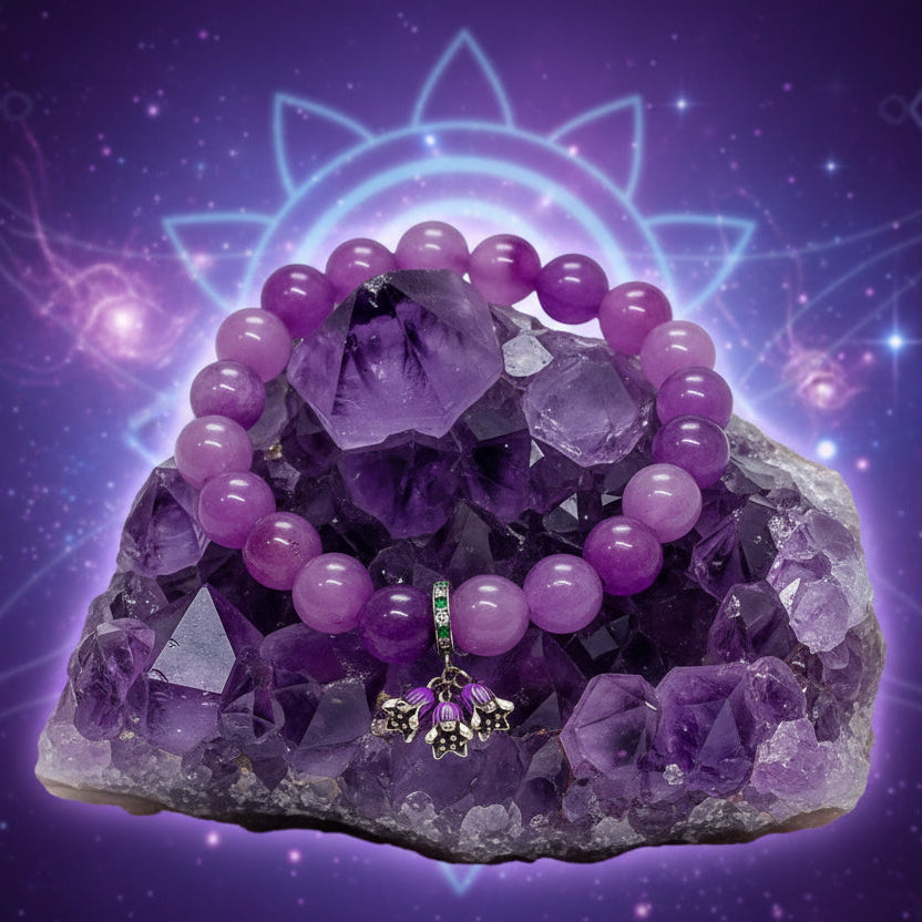 Lavender Amethyst Stone bracelet for intuition and wisdom