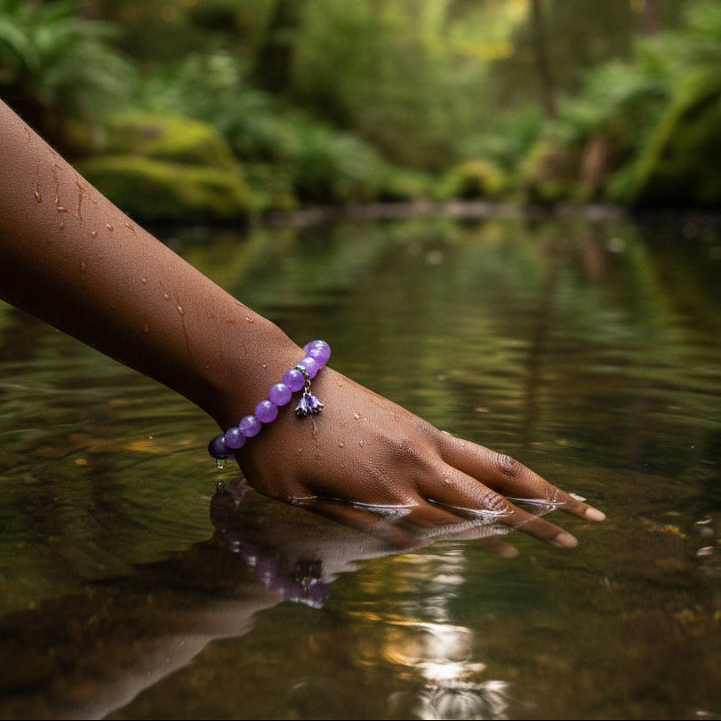 Lavender Amethyst Stone bracelet for intuition and wisdom