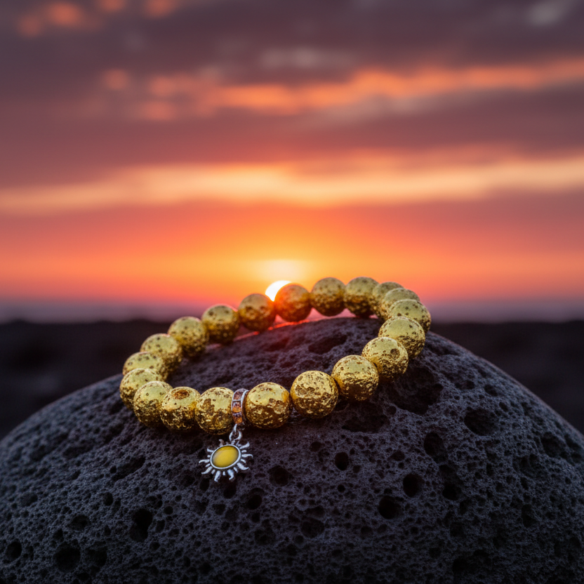 Lava Rock Stone bracelet for strength and courage