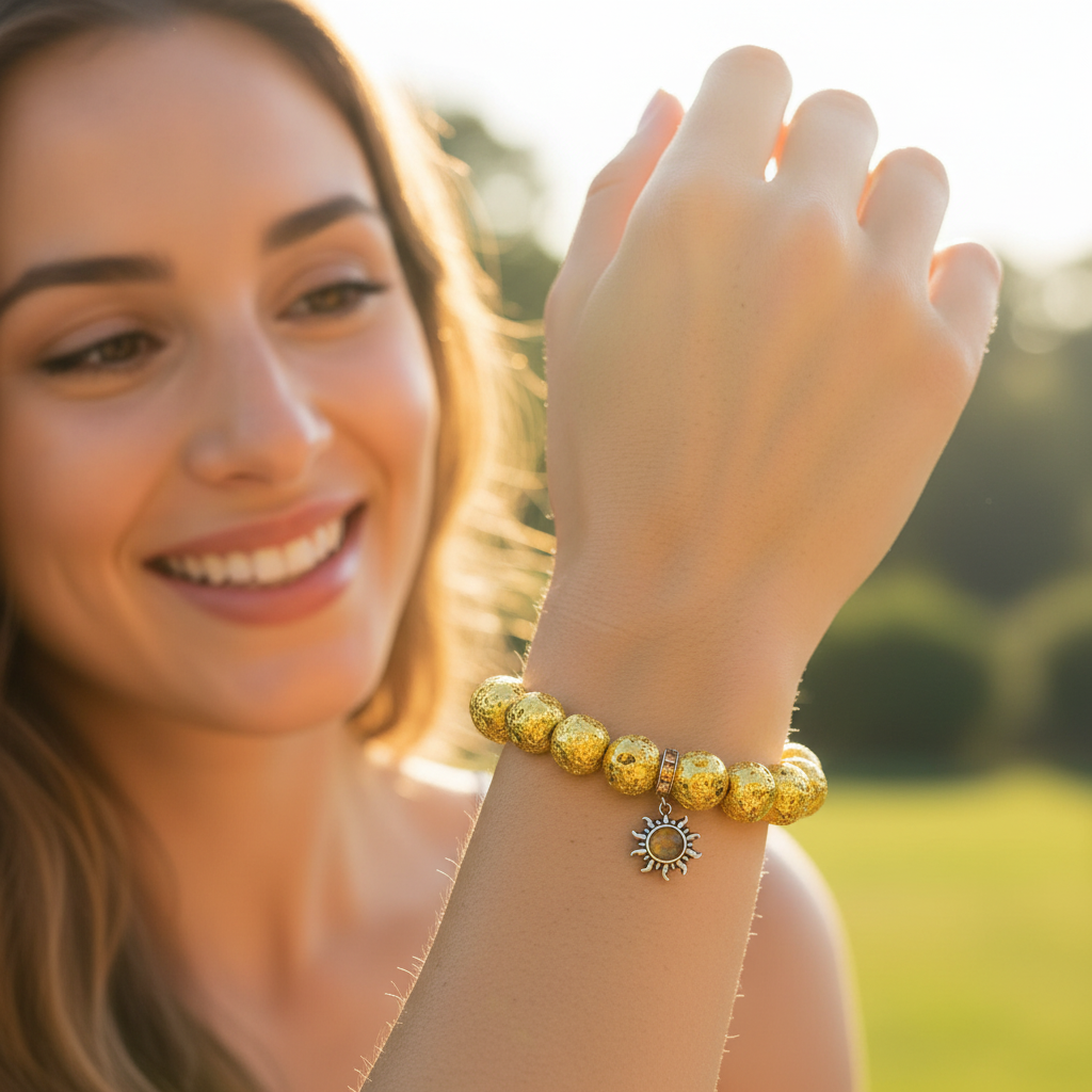 Lava Rock Stone bracelet for strength and courage