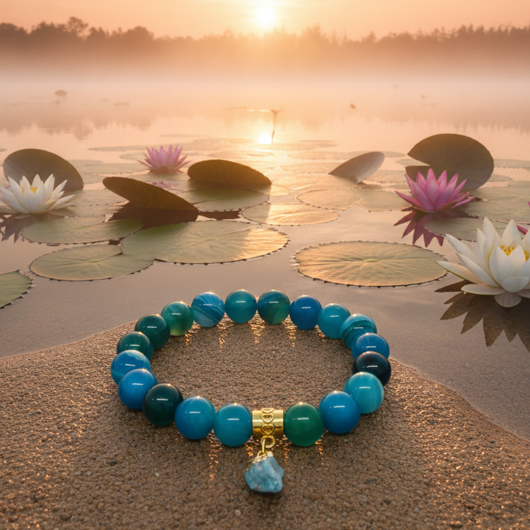 Blue Striped Agate bracelet for healing and clarity