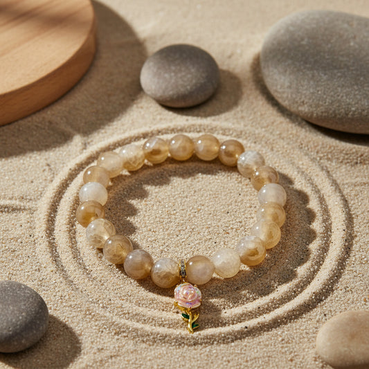 WChampagne White Cracked Agate bracelet for awareness and tranquillity