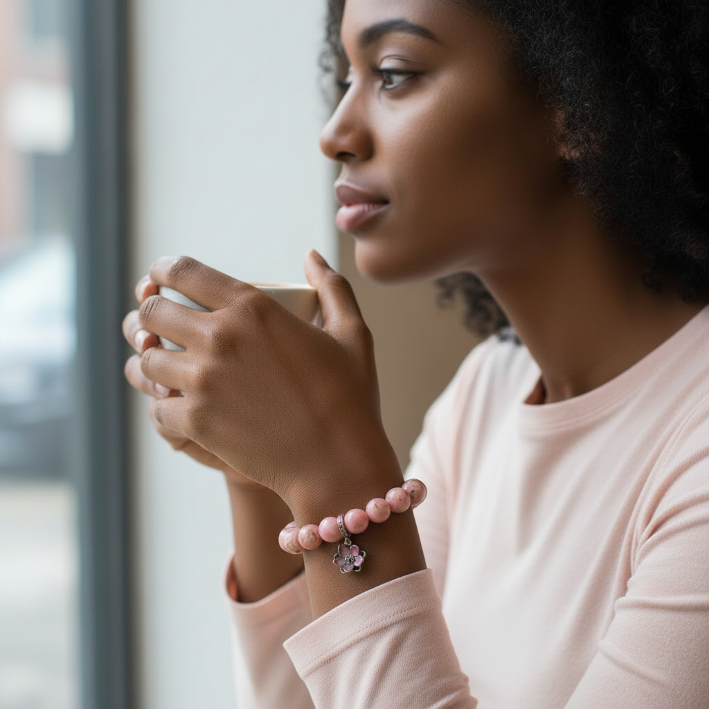Pink Howlite Stone bracelet for peace and calm 