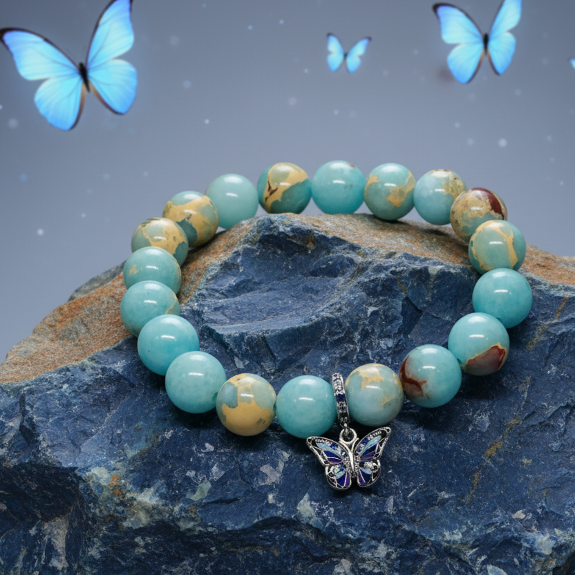 Imperial Blue Jasper Stone bracelet for protection and stability