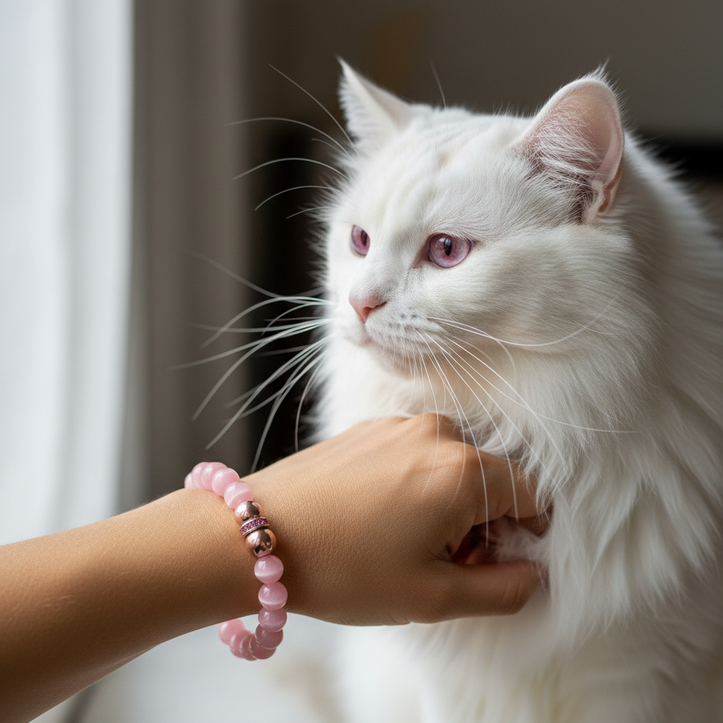 Pink Cat's Eye Stone bracelet for creativity and stability