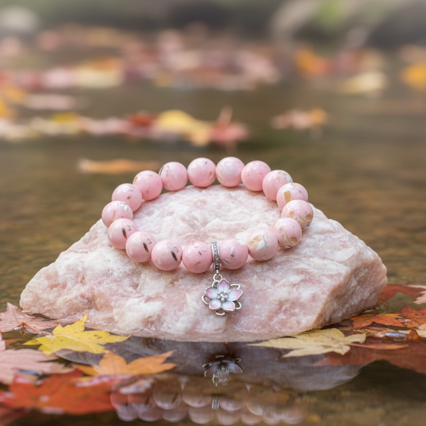 Pink Howlite Stone bracelet for peace and calm 