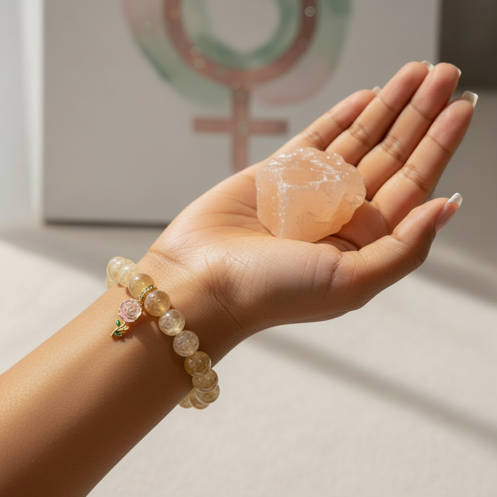 Champagne White Cracked Agate bracelet for awareness and tranquillity