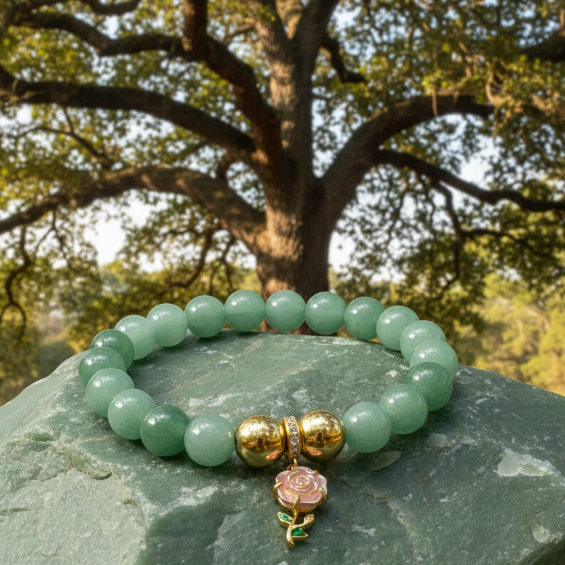 Green Jade and Gold Hematite Stone bracelet for luck and courage