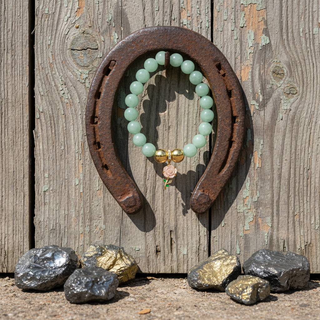 Green Jade and Gold Hematite Stone bracelet for luck and courage