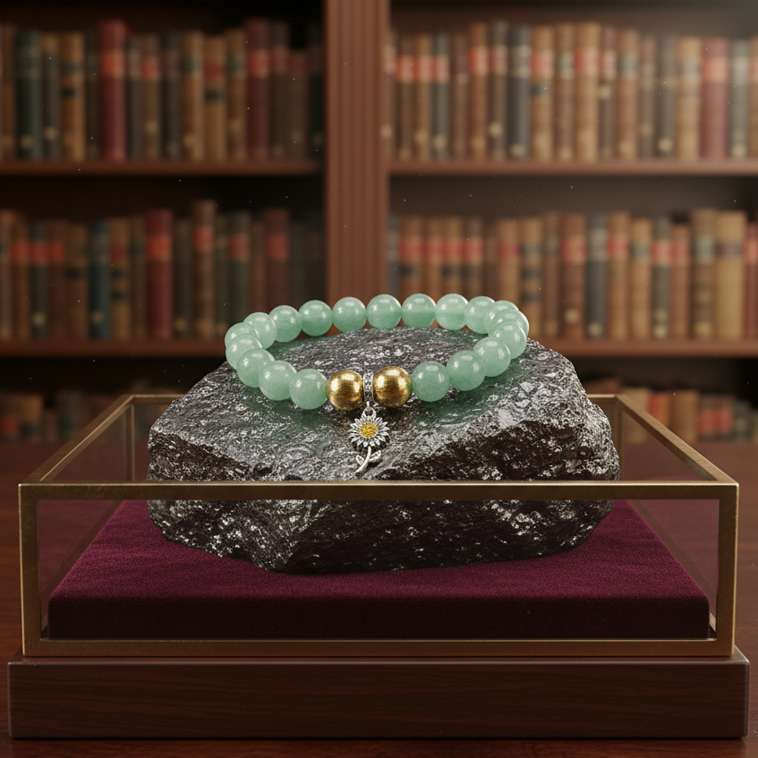 Green Jade and Gold Hematite bracelet for courage and luck