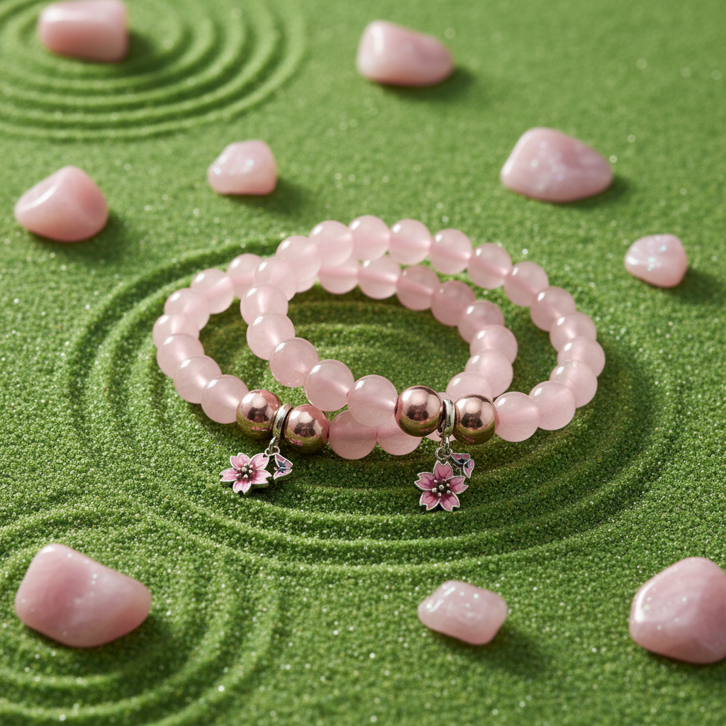 Pink Cat's Eye stone bracelet of stability and creativity