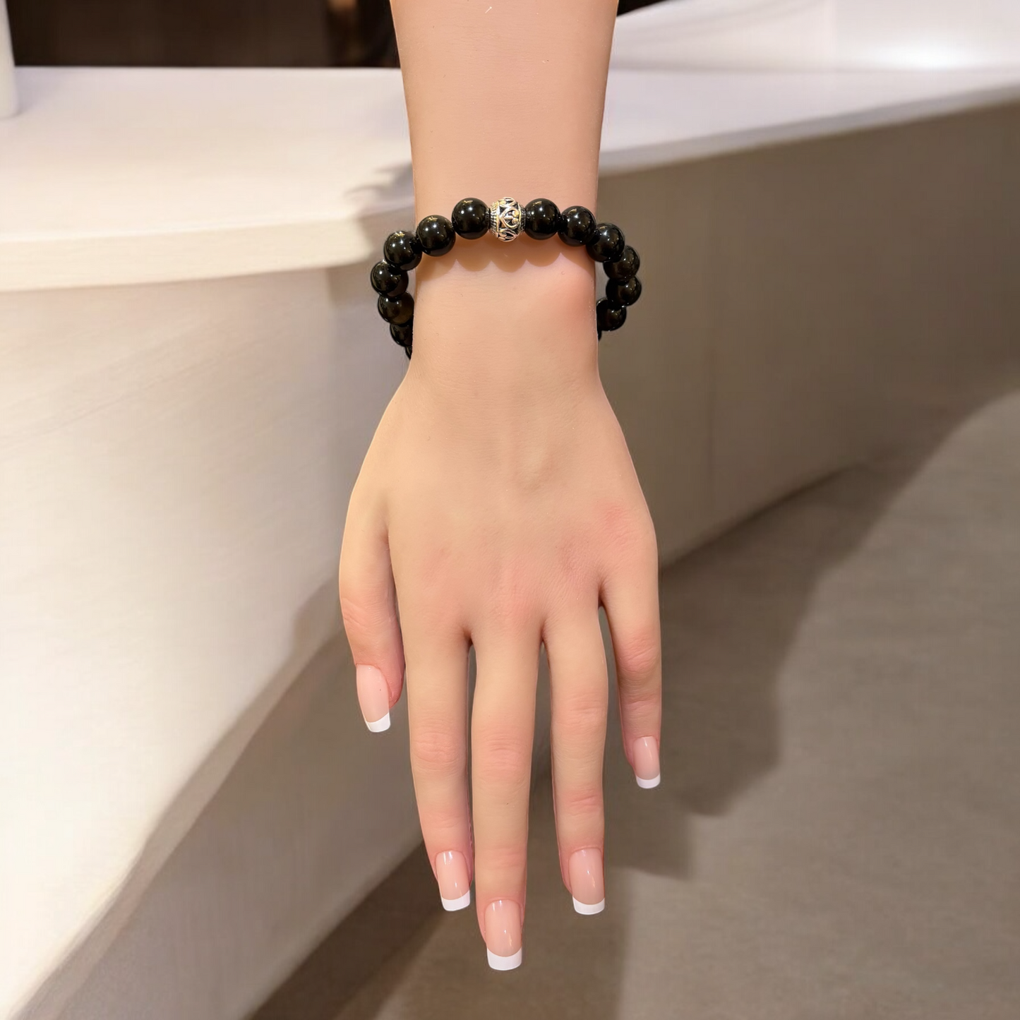 Bracelet of Golden Obsidian and a Silver finding