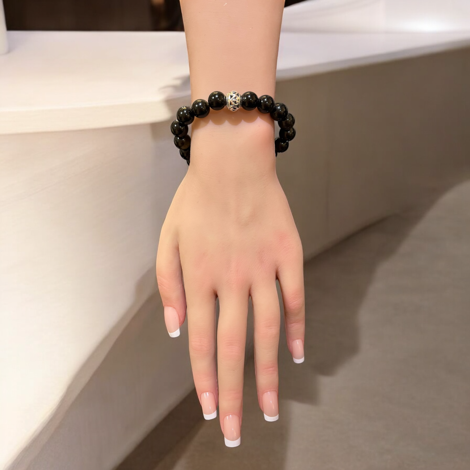 Bracelet of Golden Obsidian and a Silver finding