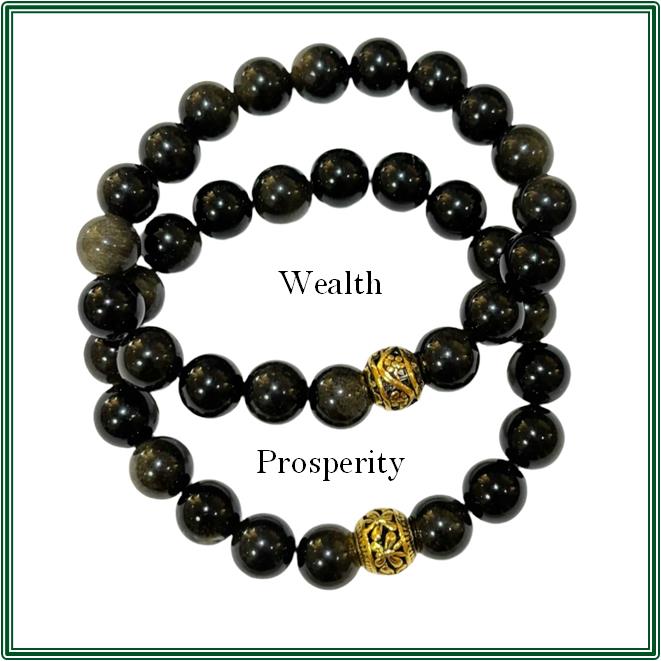 Bracelet of Golden Obsidian and a Brass finding