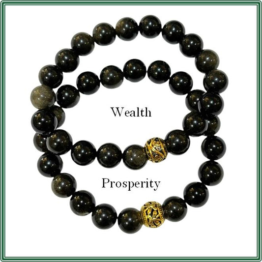 Bracelet of Golden Obsidian and a Brass finding