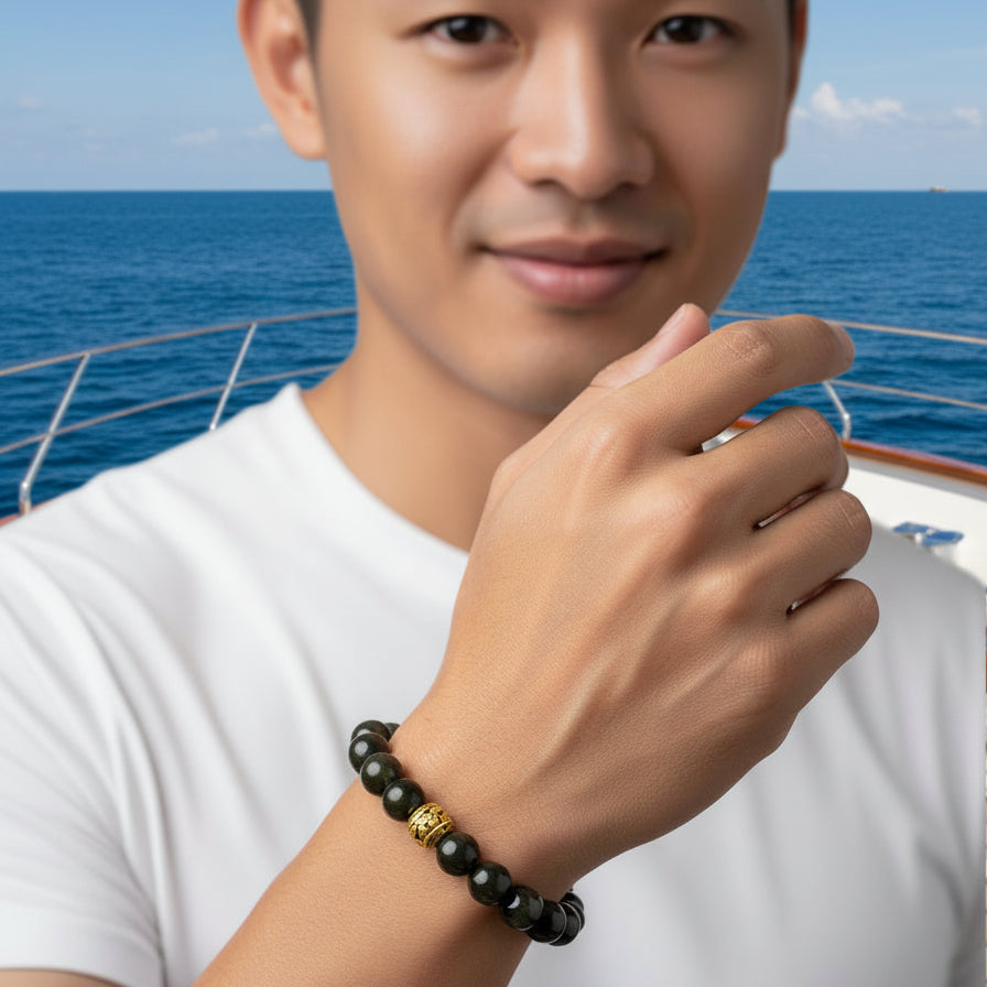 Golden Obsidian Stone bracelet for wealth and prosperity