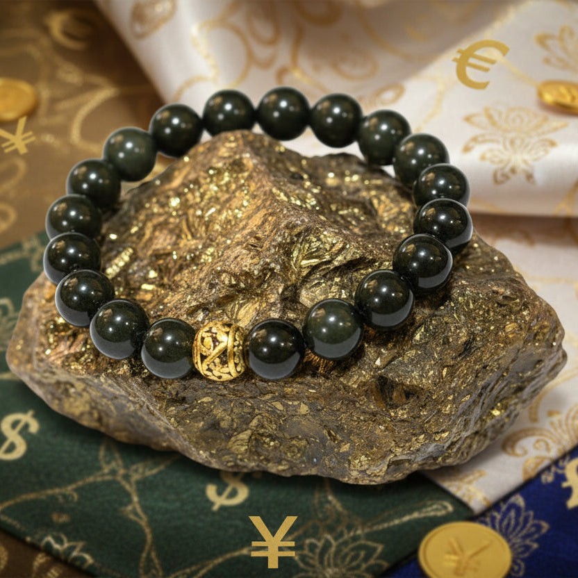 Golden Obsidian Stone bracelet for wealth and prosperity