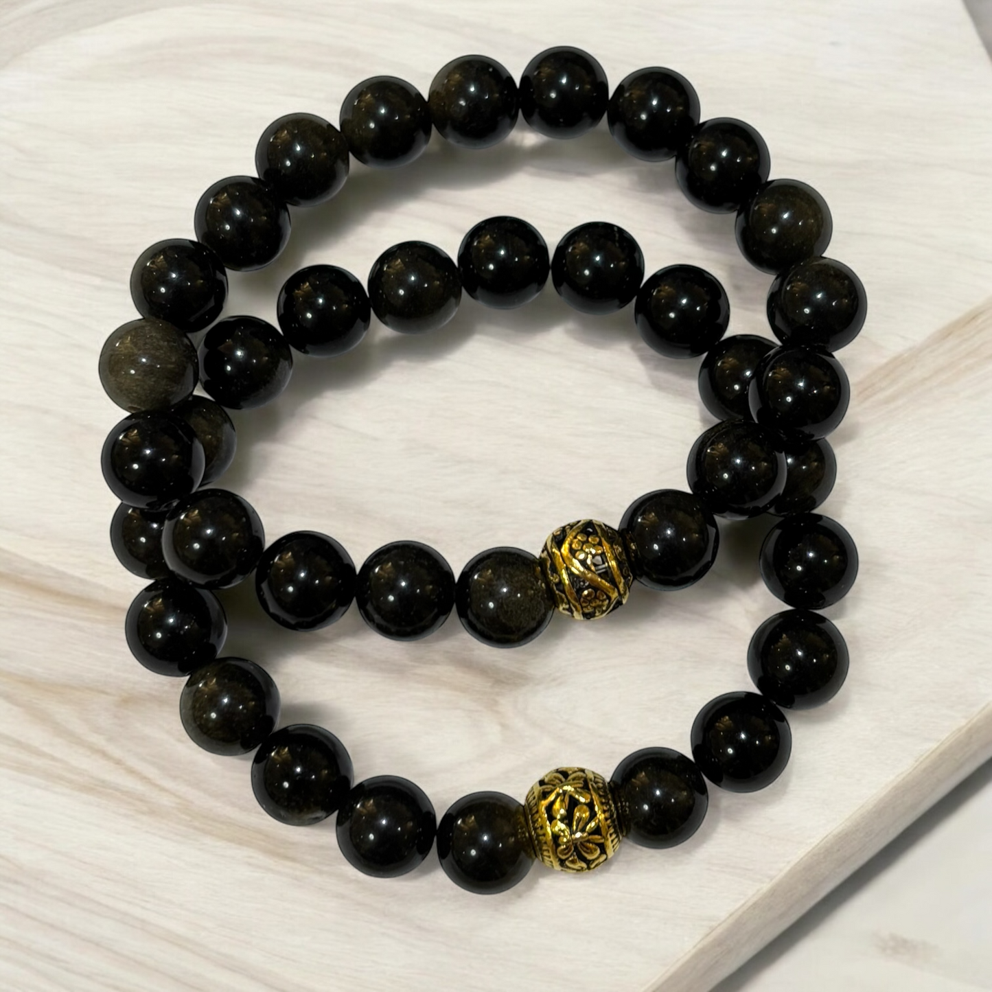 Golden Obsidian Stone bracelet for wealth and prosperity